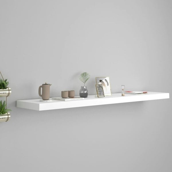 Berkfield Floating Wall Shelf White 120x23.5x3.8 cm MDF