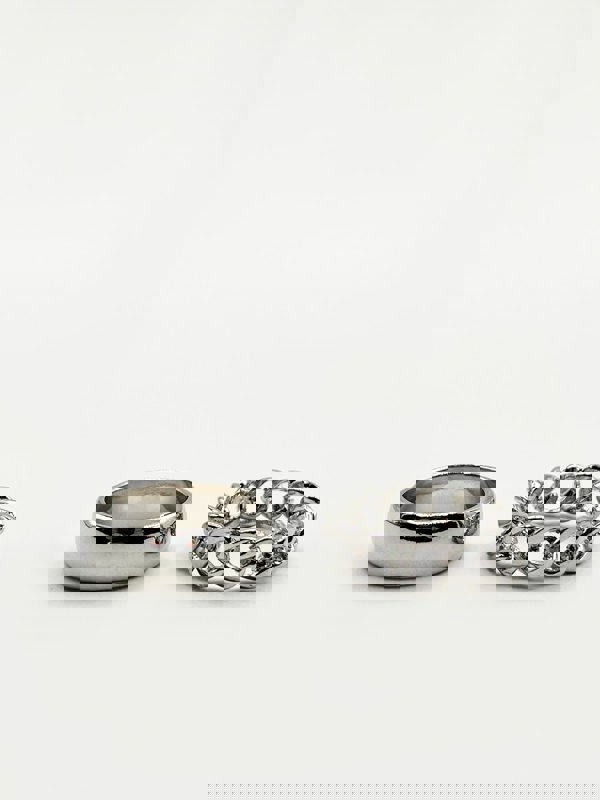 SVNX Two pack silver coloured Rings with chain detail