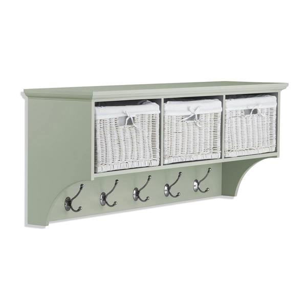 Statement Furniture Tetbury Large Hanging Shelf with White Wicker Storage Baskets