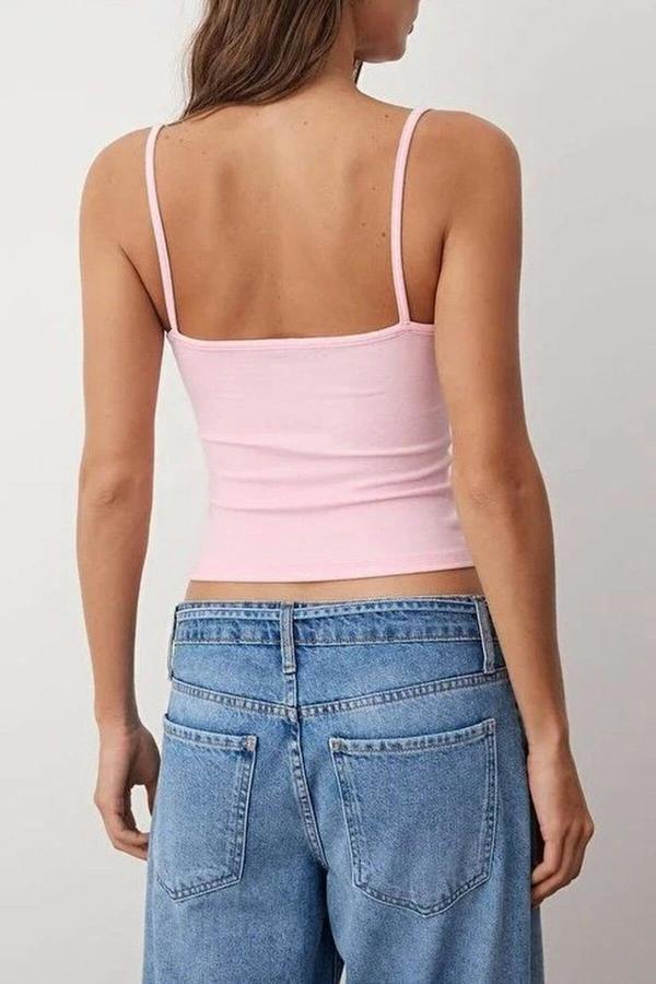 Strappy Ruffled Fitted Knitted Blouse
