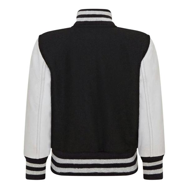 Infinity Leather Kids Wool Varsity Bomber Jacket with Real Leather Sleeves 3-13 yrs