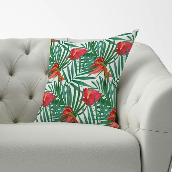 Warren Reed Tropical Flowers And Palm Leaves Cushions