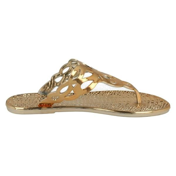 Spot On Ladies Spot On Flat Toepost Crocodile Pattern Sandal
