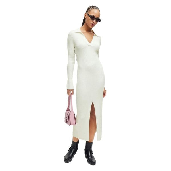 Hugo Womens Sharren Front Slit Dress - Natural
