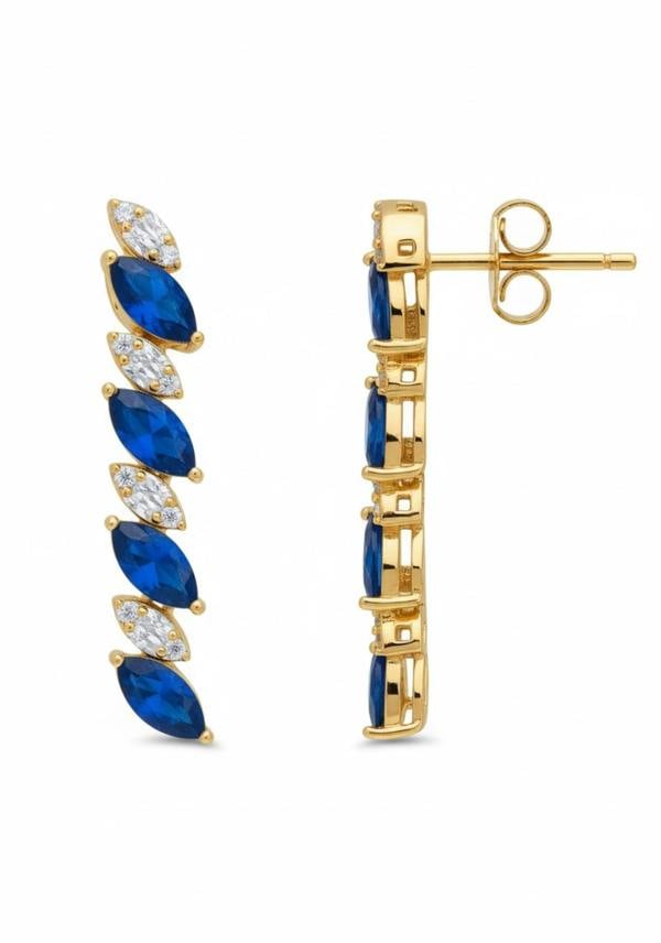 Side view showing the butterfly back and stone setting.