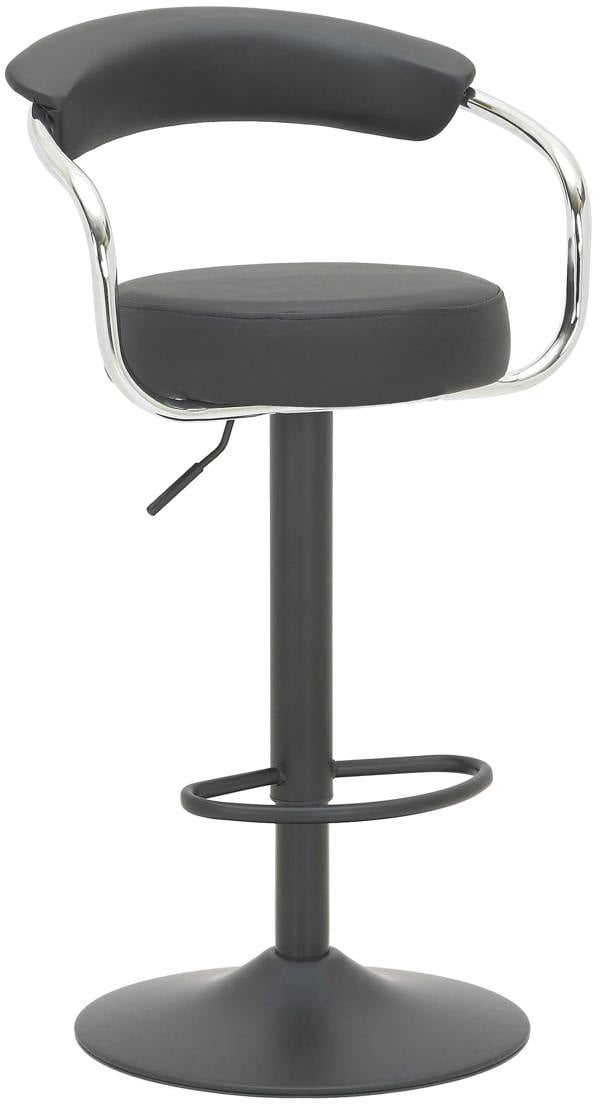 Lamboro Zenith Single Kitchen Bar Stool, Matt Black Stem, & Footrest, Height Adjustable Swivel Gas Lift, Faux Leather Seat, Black