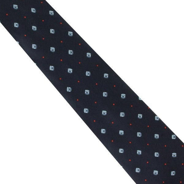 Dunhill luxurious mulberry silk tie in a cufflink and dot pattern