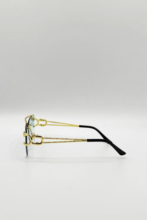 Rimeless Navigator With Side Detail Sunglasses In Blue - svnx