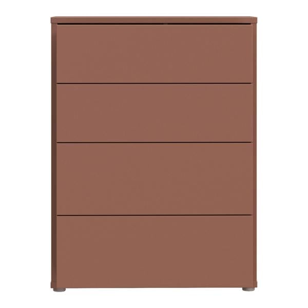 Alice Springs 4 Drawer Chest with Push-to-Open Drawers in Terracotta