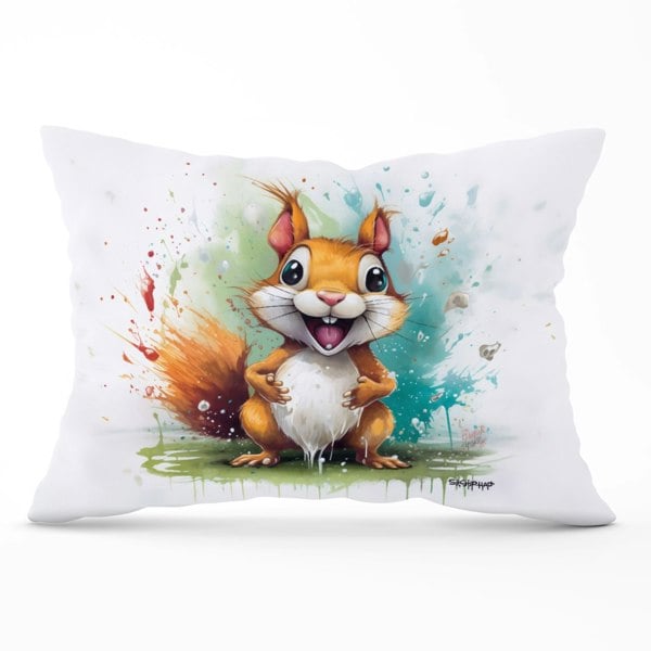 Warren Reed Happy Splashart Squirrel Cushions