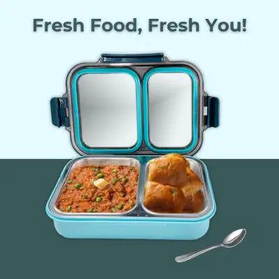 Avifresh Trio Insulated SS Lunch Box -Light Blue