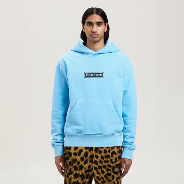 Palm Angels Garment Dyed Box Logo Hoodie - Light Blue