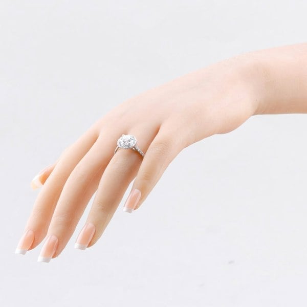 T. H. Baker 9ct White Gold 2.40ct Brilliant Cut Lab Grown Diamond Halo Ring LGR43488-240SF