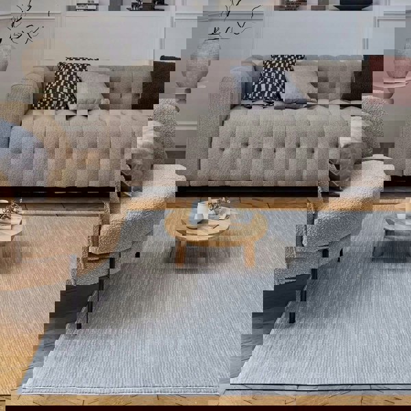 Carmel Grey-Cream Striped Rug | 6020