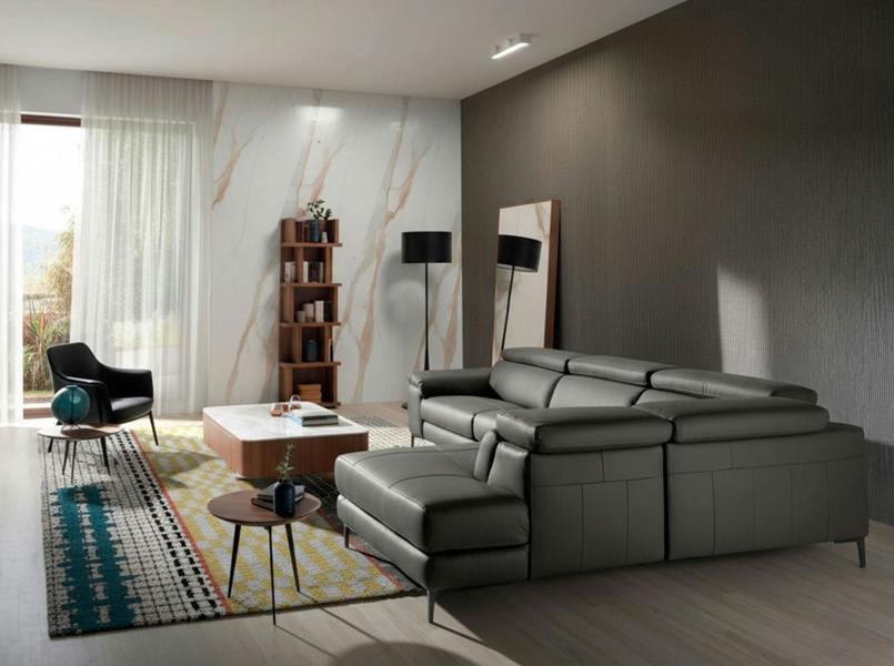 Angel Cerdá Relax corner sofa in dark grey leather 6111/6112