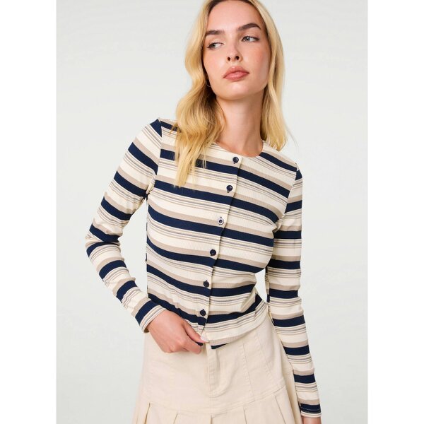 Pink Vanilla Button Front Stripe Top
