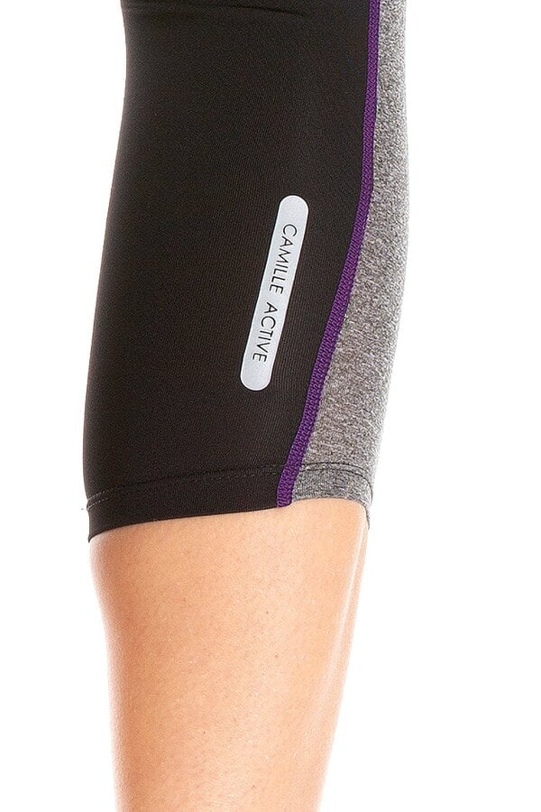 Camille Womens Sportswear Black & Grey Capri Leggings