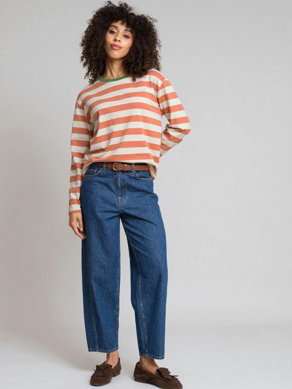 Kite Womens Organic Oxbridge Jersey T-Shirt Russet Stripe