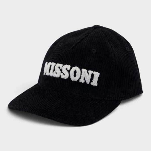 Missoni Corduroy Tufted Logo Cap Black White