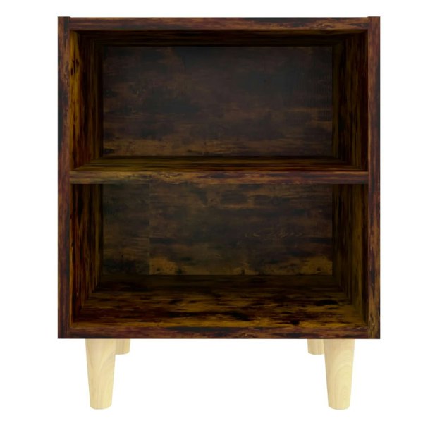 Berkfield Bed Cabinets with Solid Wood Legs 2 pcs Smoked Oak 40x30x50 cm