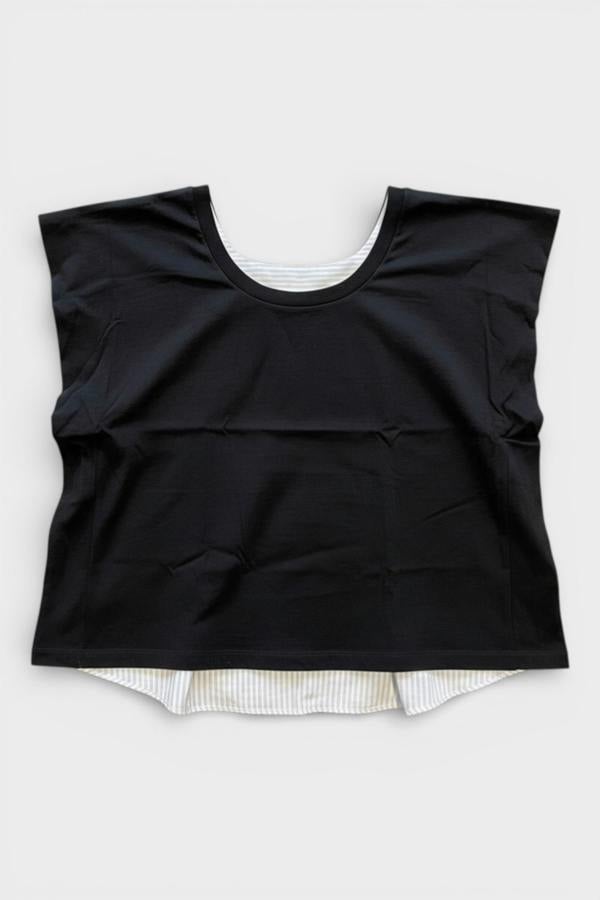 Maison Margiela MM6 Sleeveless Cotton Pullover Stripes Shirt Black