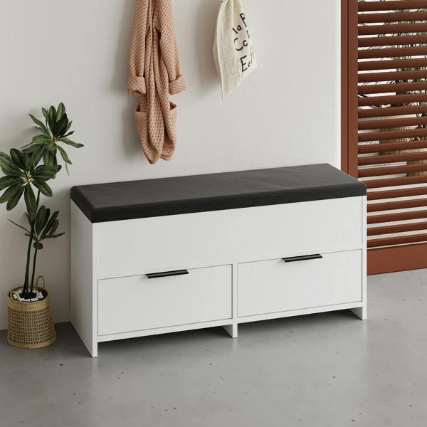 Decortie Modern Cove Shoe Storage with Fabric Bench 2-Tier Cabinet Hallway Entryway Storage 106x34x50cm