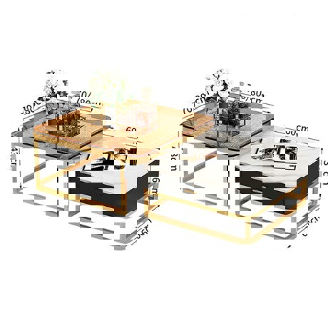 Horace Square Coffee Table, Tan & White-Ritconcept-Rit Concept