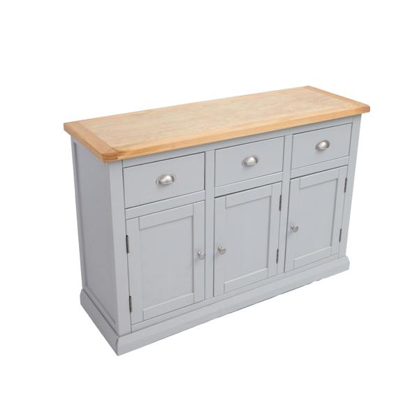 Cabinet Bits Loreo Light Grey 3 Drawer 3 Door Sideboard Chrome Cup Handle