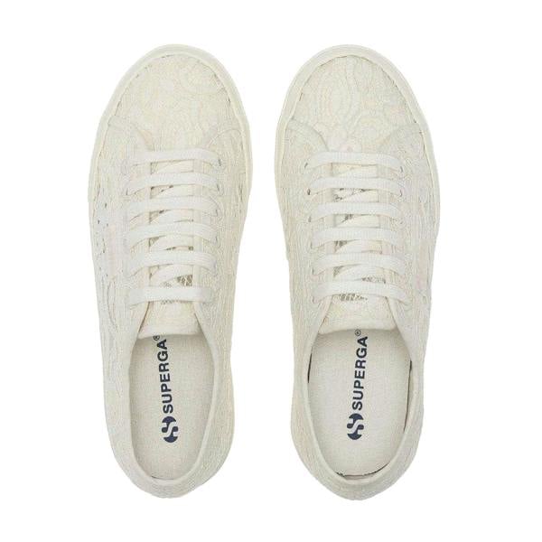 Superga Womens/Ladies Macramé Trainers - Blancwhite/Avorio - 