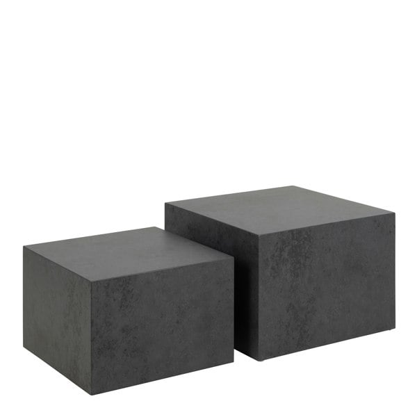 Furniture To Go Dice Square Coffee Table Set in Black Ocean Rough Paper