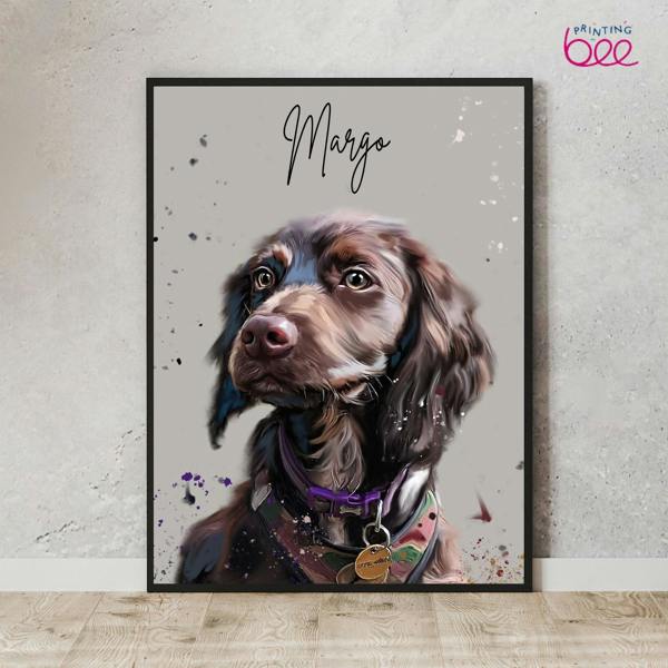 Custom Splatter Paint Dog Portrait
