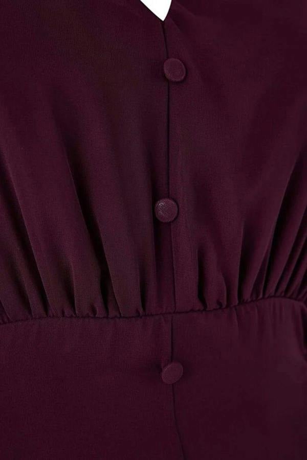 WOVCOR Chiffon Woven Dress with Eyelet Detail and Button Closure