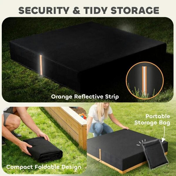 Bobobiy Sandbox Cover, Square Sandpit Cover Waterproof Dustproof UV Protection, Sandbox Canopy with Drawstring and Elastic Band