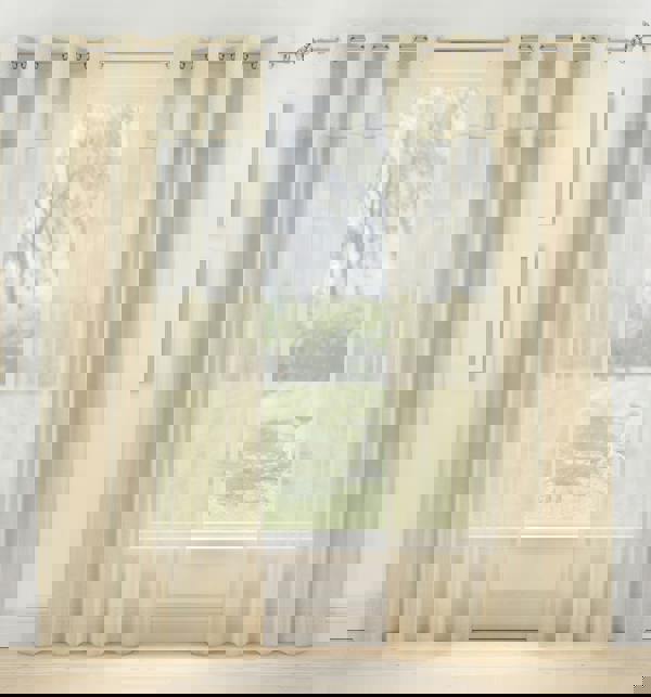 Tyrone Textiles Textured Fabric Header Voile Panels Pair with Eyelet Header