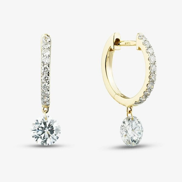 T. H. Baker 9ct Yellow Gold 1.25ct Lab Grown Diamond Huggie Dropper Earrings LGE46760-125SF