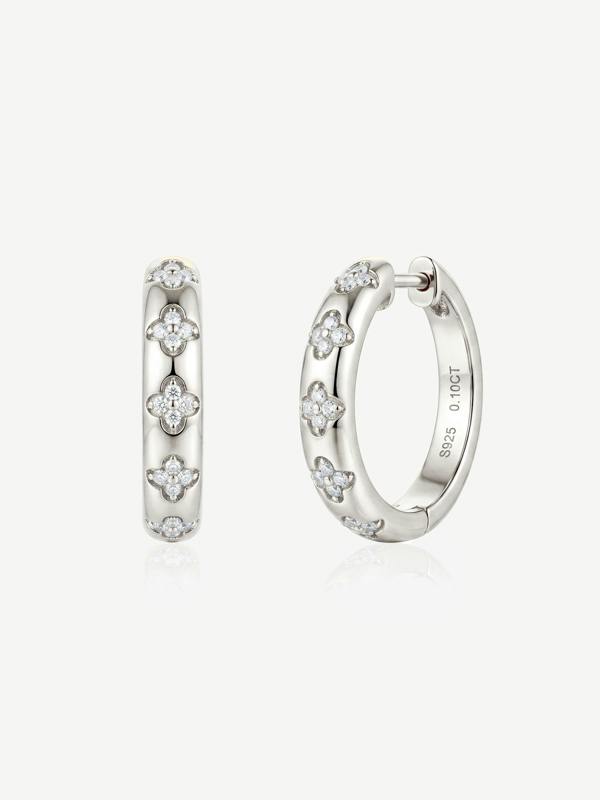 MUCHV Moissanite Hydrangea Hoop Earrings