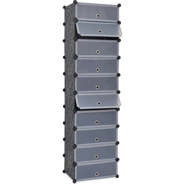 Berkfield Interlocking Shoe Organiser with 10 Compartments Black