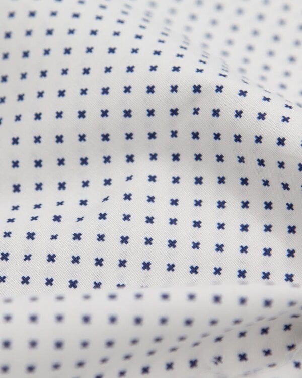 White Small Cross Print Cotton Shirt