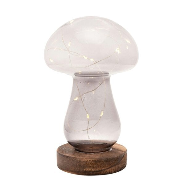 Hestia Grey Glass Mushroom with LED Lights - Large
