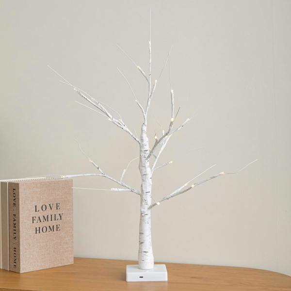 Samuel Alexander 60cm Battery Powered Light Up Christmas Birch Tree with 24 Warm White LEDs