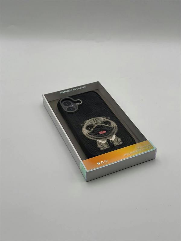 Nimmy Friends Nimmy Big Eye Cute Pet Pug Dog Case with MagSafe for iPhone 17 6.3" Black Grey - N-XDY-IP17-09-A