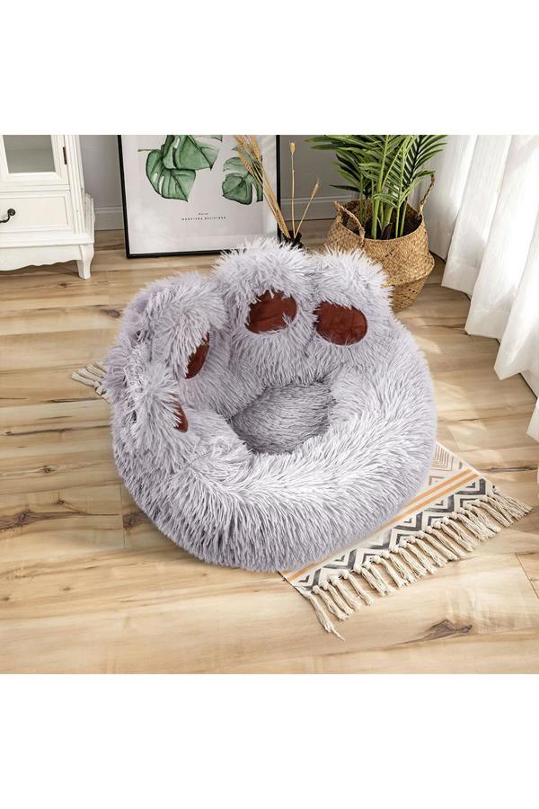 Living and Home 50cm Dia Soft Plush Pet Bed, Circular Design for Warmth and Comfort, Non Slip Bottom