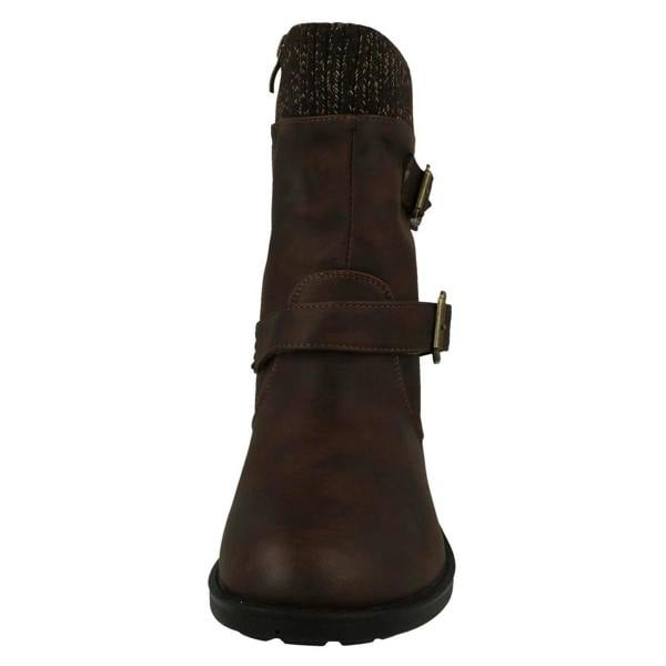 Spot On Ladies Spot On Warm Lined Buckle Detailed Mid Calf Boots F51182