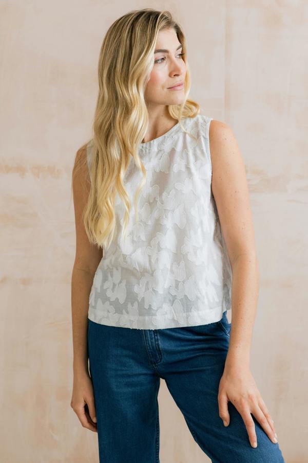 Lily & Me Cora Cotton Jacquard Shell Vest Laurel Stripe