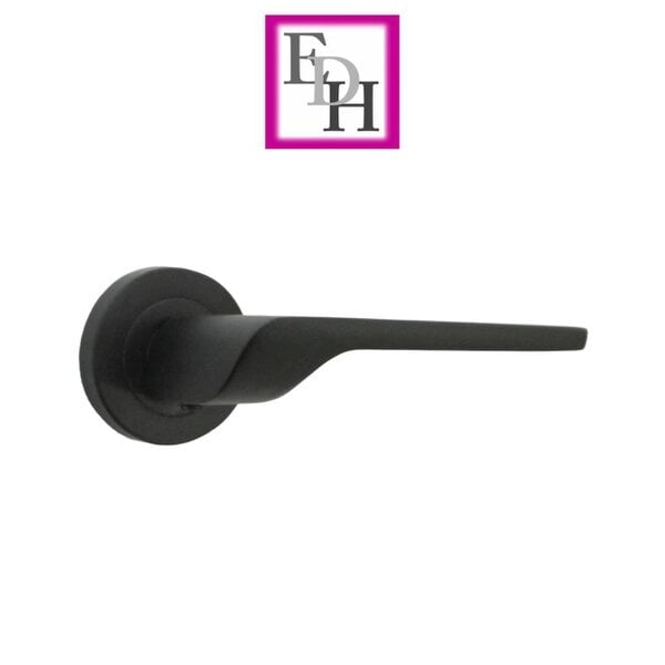 EDH Door Hardware Modern Matt Black Door Handles Internal - Uno-2 Lever Latch On Rose