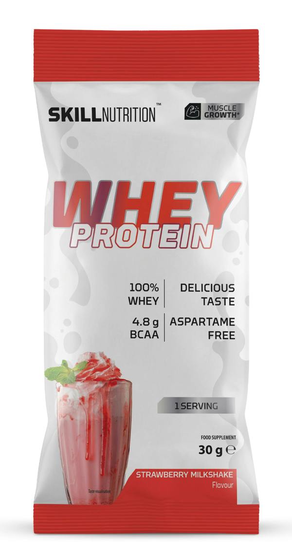 Skill Nutrition Whey Protein Powder, Strawberry Milkshake - 30g (1 serving)