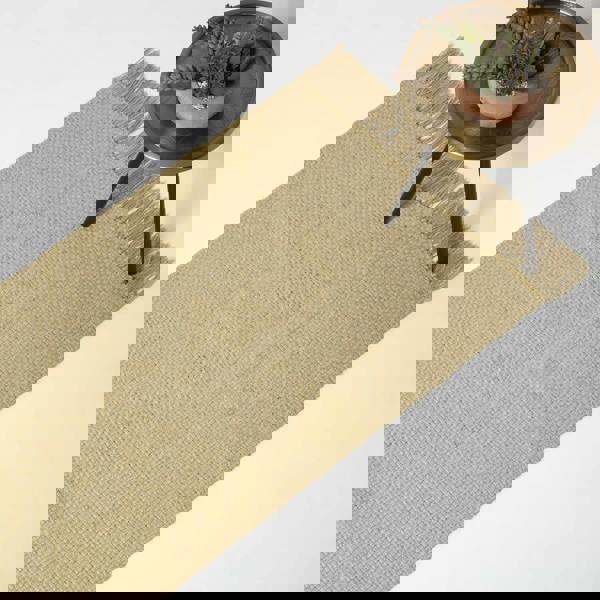 HOMESCAPES Zaphyr Natural Handwoven Jute Rug with Tassels