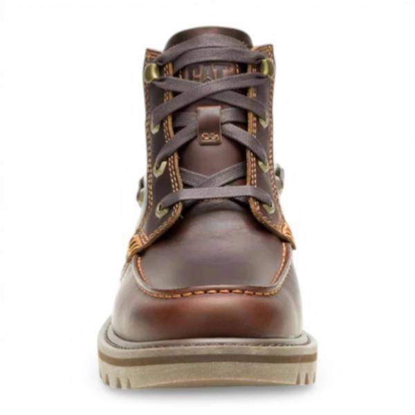 Caterpillar CAT (Caterpillar) Mens Tan Brown Leather Hiking Ankle Boots - Colorado Boat-Mid