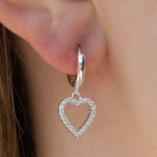 Mylee London Sterling Silver Crystal Heart Earrings