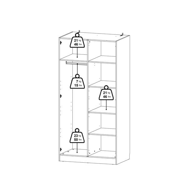 Furniture To Go Brande Wardrobe with 2 Frame Doors in Cashmere